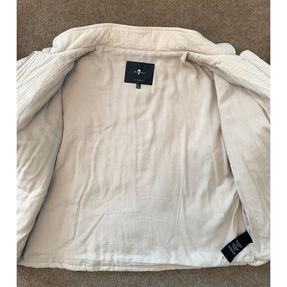 7 For All Mankind Quilted Cropped Jacket Womens L Lined Cotton Puffer - Picture 2 of 9